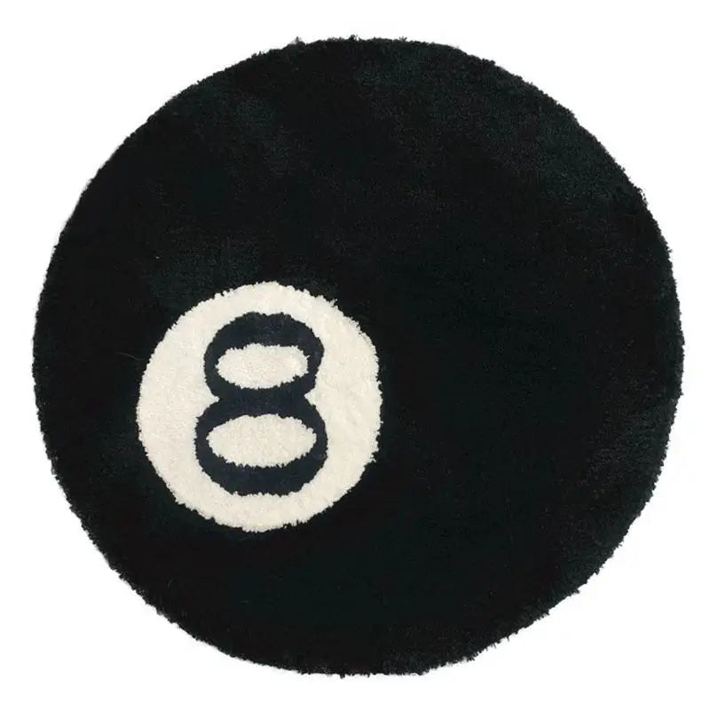 Black Billiards 8 Ball Round Rug